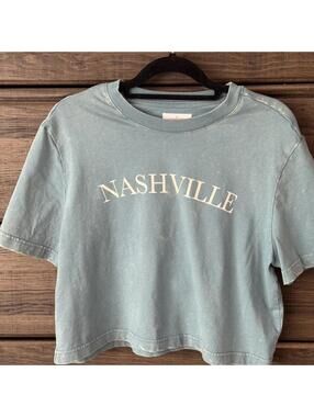Colsie Blue Crop T-Shirt with Nashville Print